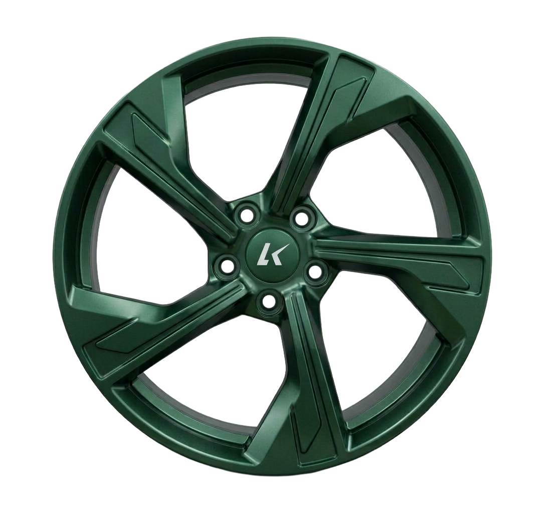 Green alloy wheels