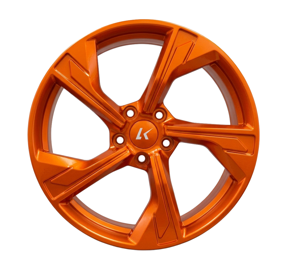 Orange alloy wheels
