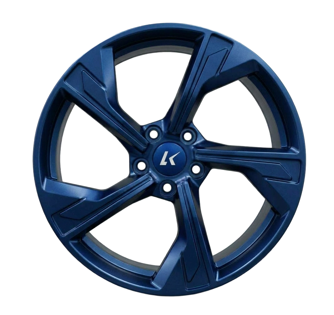 Blue alloy wheels